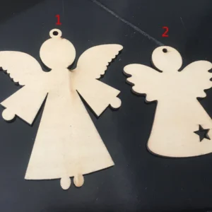 10 pieces of unfinished wooden angel ornaments for crafts, paints, and hanging decorations on Christmas trees.