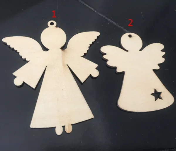 10 pieces of unfinished wooden angel ornaments for crafts, paints, and hanging decorations on Christmas trees.